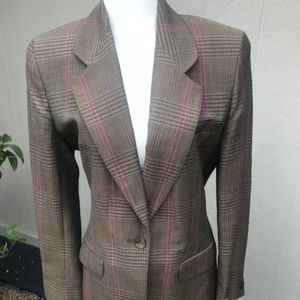 Anne Klein Plaid Wool Blazer